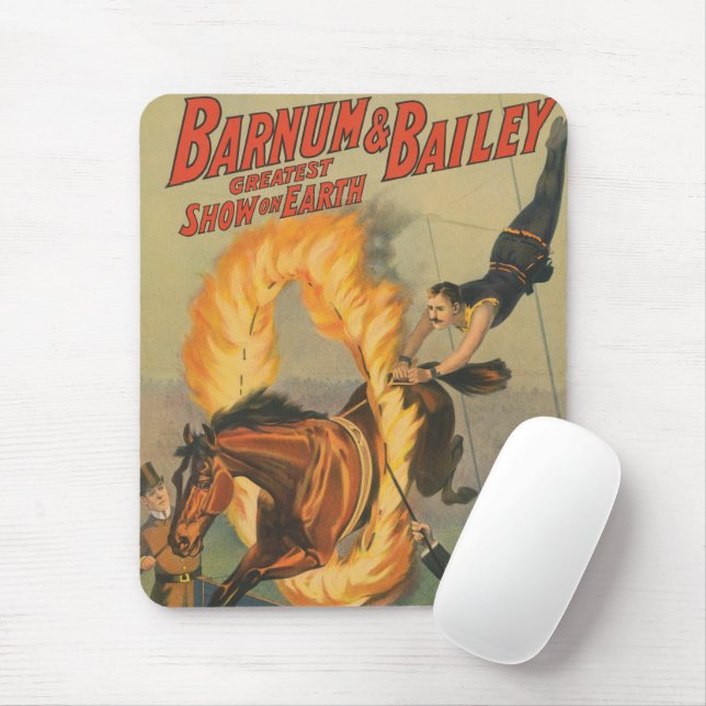 Circus Horse Leaping Through A Flaming Hoop Mouse Pad (With Mouse)