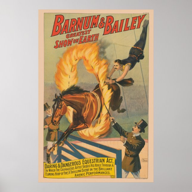 Circus Horse Leaping Through A Flaming Hoop Poster (Front)