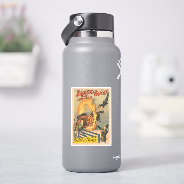 Circus Horse Leaping Through A Flaming Hoop Sticker (HydroFlask)