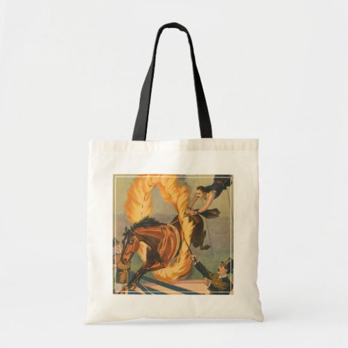 Circus Horse Leaping Through A Flaming Hoop Tote Bag