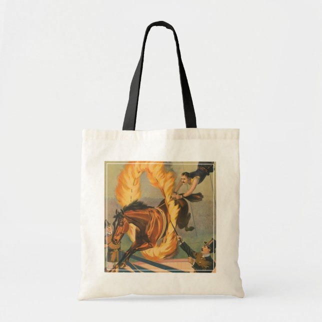 Circus Horse Leaping Through A Flaming Hoop Tote Bag (Front)