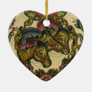 circus horses ceramic ornament