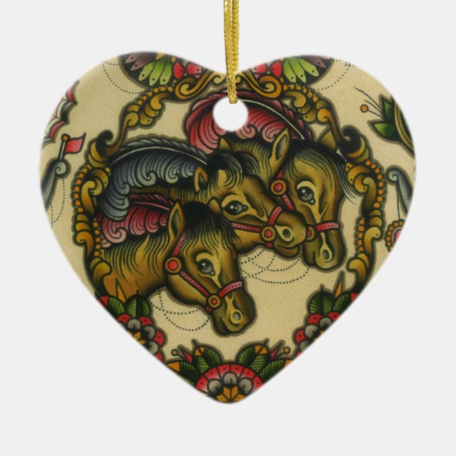 circus horses ceramic ornament (Front)