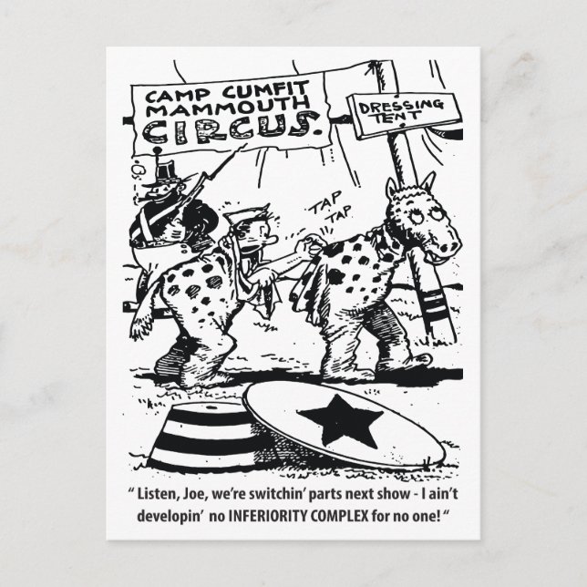 Circus Humor, No Inferiority Complex, Funny Postcard (Front)