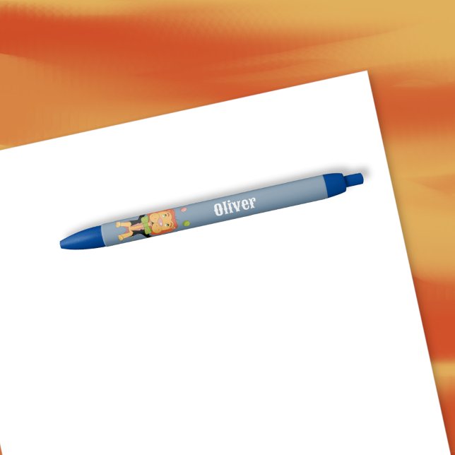 Circus Juggling Lion Blue Kid Personalized Pen (Fun circus juggling lion kid personalized blue pen . )