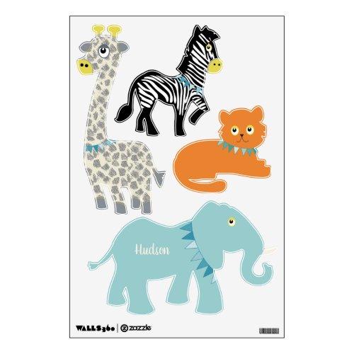 Circus Jungle Giraffe Zebra Tiger Elephant Wall Sticker