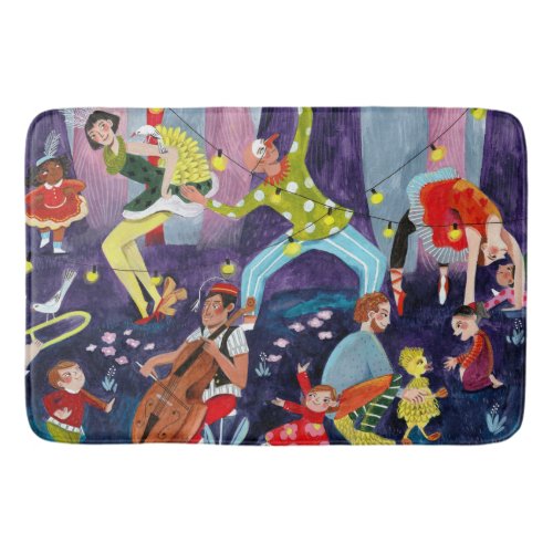 Circus kids  performing artist in the forest bath mat