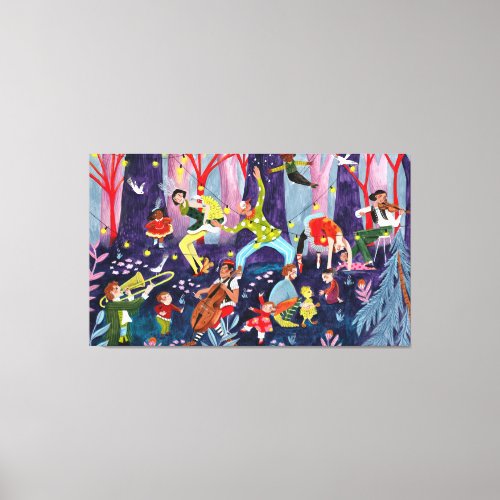 Circus kids  performing artist in the forest  canvas print