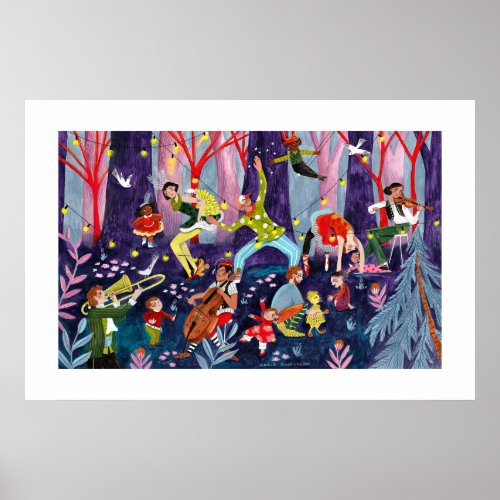 Circus kids  performing artist in the forest poster