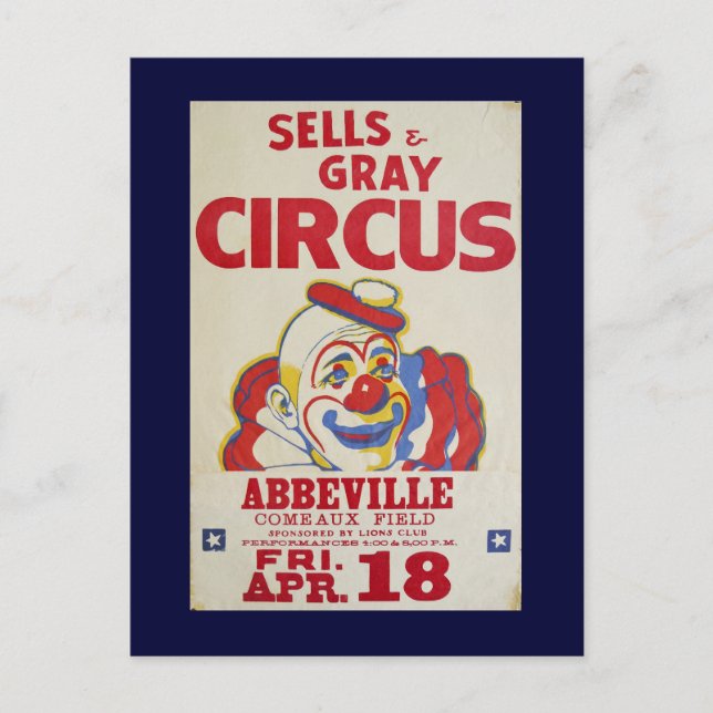 circus line-Sells & Gray Circus- Postcard (Front)