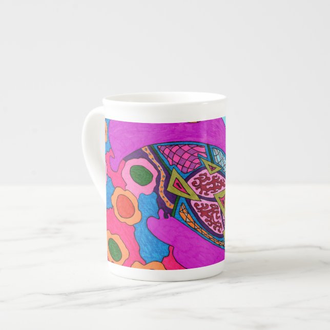 Circus Lion Abstract Bone China Mug (Front Left)