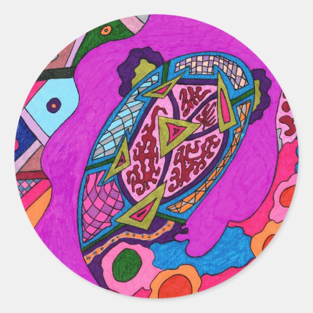 "Circus Lion" Abstract Classic Round Sticker (Front)