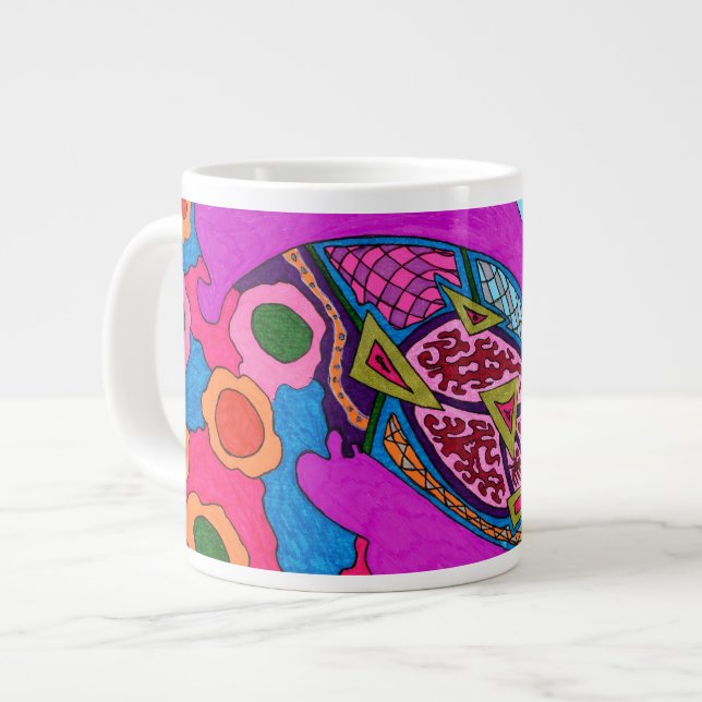 Circus Lion Abstract Large Coffee Mug (Front Left)