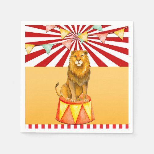 Circus Lion Carnival Baby Shower Birthday Party Napkins
