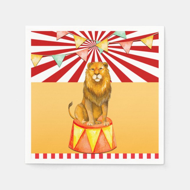Circus Lion Carnival Baby Shower Birthday Party Napkins (Front)