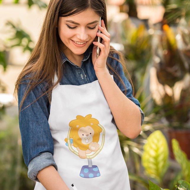 Circus Lion Jumping Through A Hoop Adult Apron (Creator Uploaded)