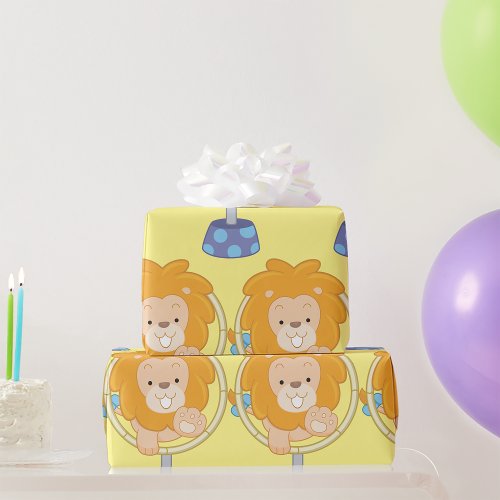 Circus Lion Jumping Through A Hoop Wrapping Paper