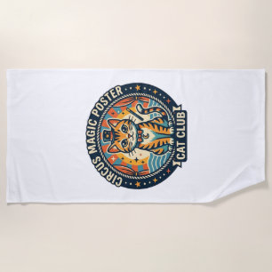 Circus Magic Poster Cat Cute Kitty Design - Circus Beach Towel