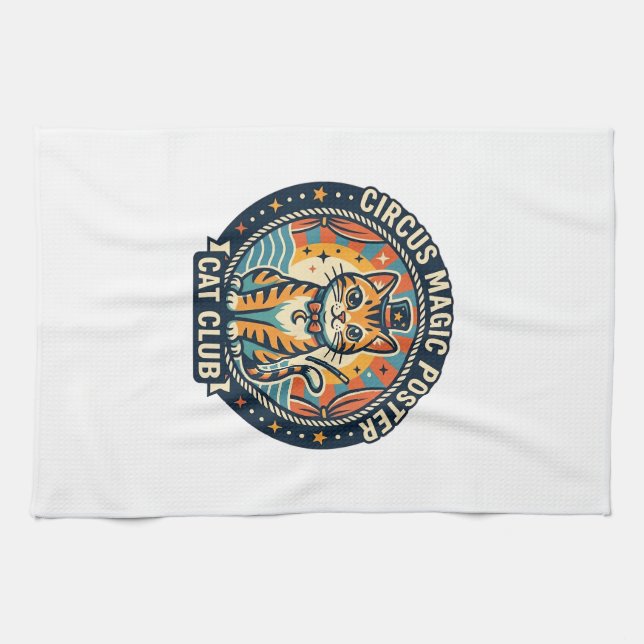 Circus Magic Poster Cat Cute Kitty Design - Circus Kitchen Towel (Horizontal)