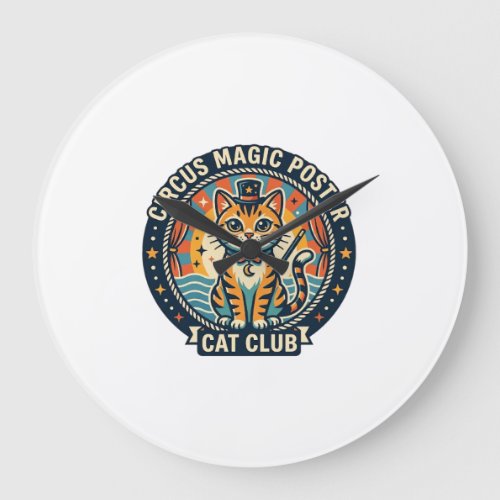 Circus Magic Poster Cat Cute Kitty Design - Circus Large Clock