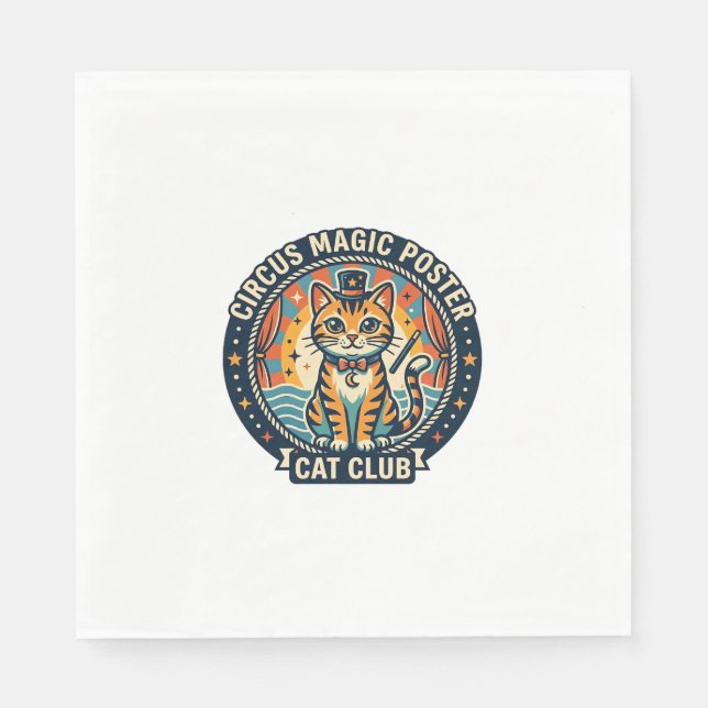 Circus Magic Poster Cat Cute Kitty Design - Circus Napkins (Front)