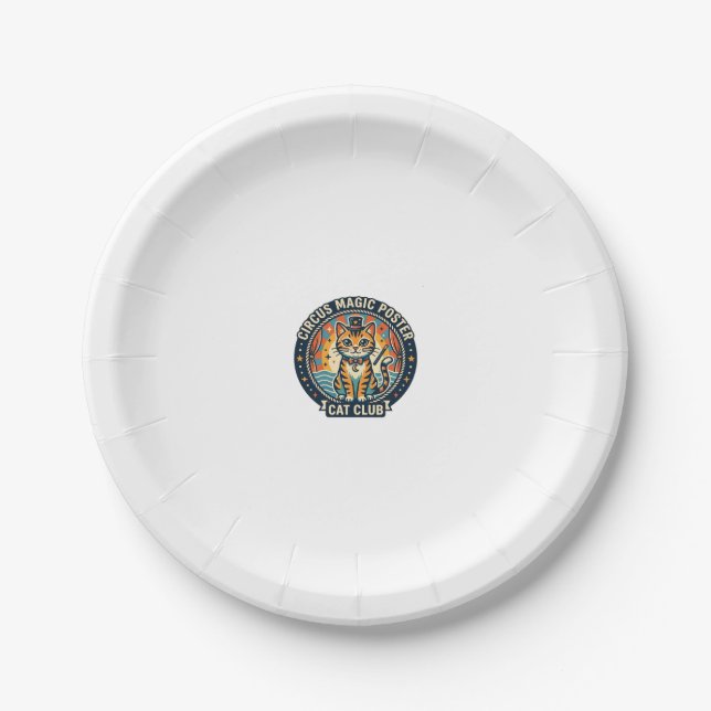 Circus Magic Poster Cat Cute Kitty Design - Circus Paper Plates (Front)