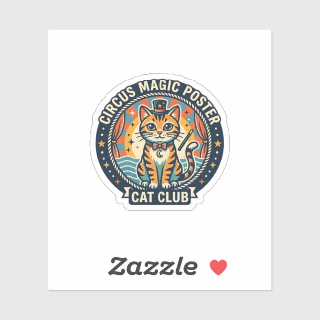 Circus Magic Poster Cat Cute Kitty Design - Circus Sticker (Sheet)