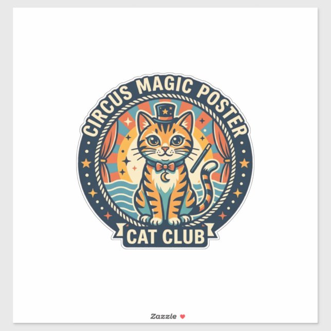 Circus Magic Poster Cat Cute Kitty Design - Circus Sticker (Sheet)