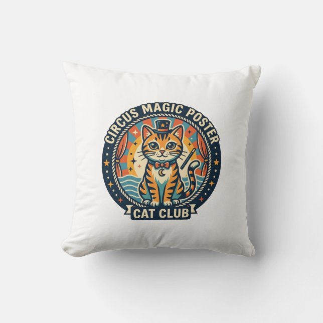 Circus Magic Poster Cat Cute Kitty Design - Circus Throw Pillow (Front)