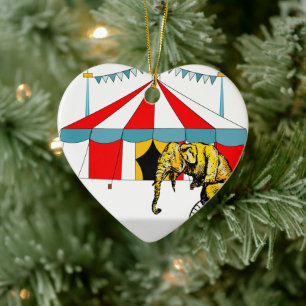 Circus Memorabilia In Memory of Circus Elephants Ceramic Ornament