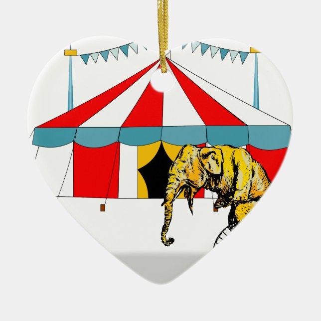 Circus Memorabilia In Memory of Circus Elephants Ceramic Ornament (Front)