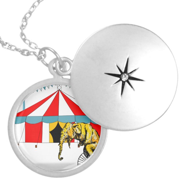 Circus Memorabilia In Memory of Circus Elephants Locket Necklace (Front)