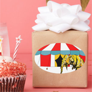 Circus Memorabilia In Memory of Circus Elephants Oval Sticker