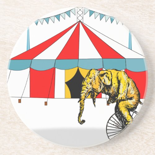 Circus Memorabilia In Memory of Circus Elephants Sandstone Coaster