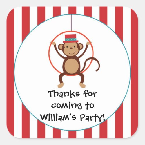 Circus Monkey Birthday Party Sticker