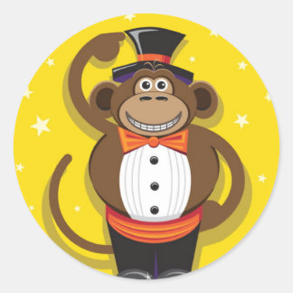 Circus Monkey Classic Round Sticker