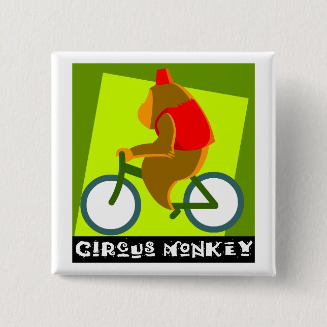 circus monkey pinback button (Front)