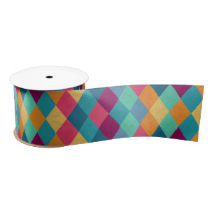 Circus Multicolor Rhombuses Satin Ribbon