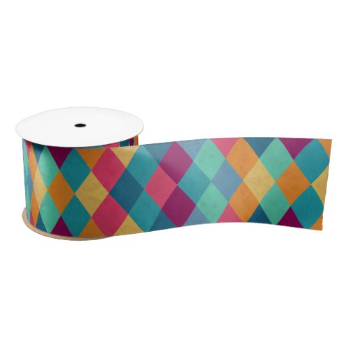 Circus Multicolor Rhombuses Satin Ribbon