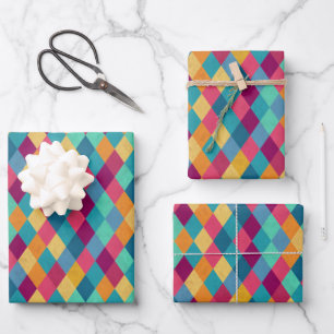 Circus Multicolor Rhombuses Wrapping Paper Sheets