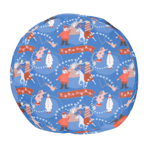 Circus Naive Art Round Pouf