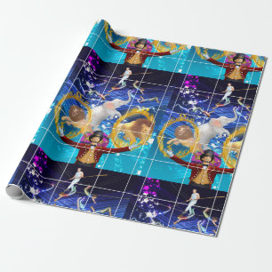 Circus on blue background wrapping paper