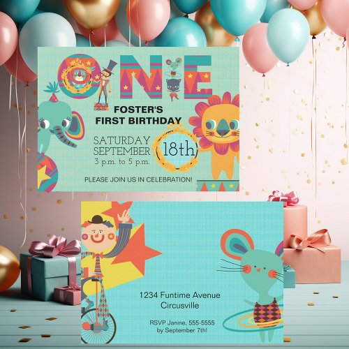 Circus ONE First Birthday Invitation