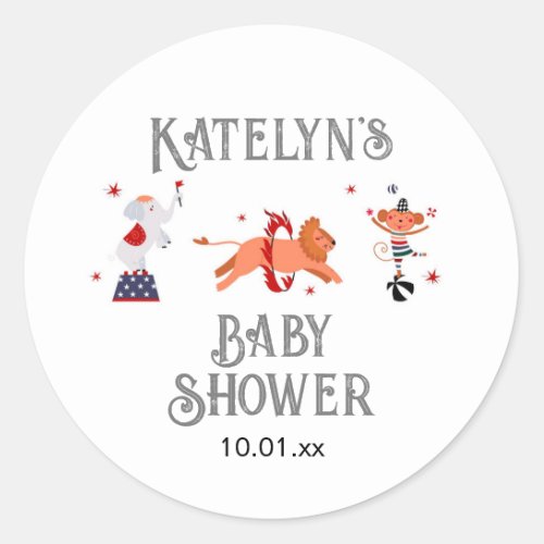Circus or Carnival Baby Shower Classic Round Sticker