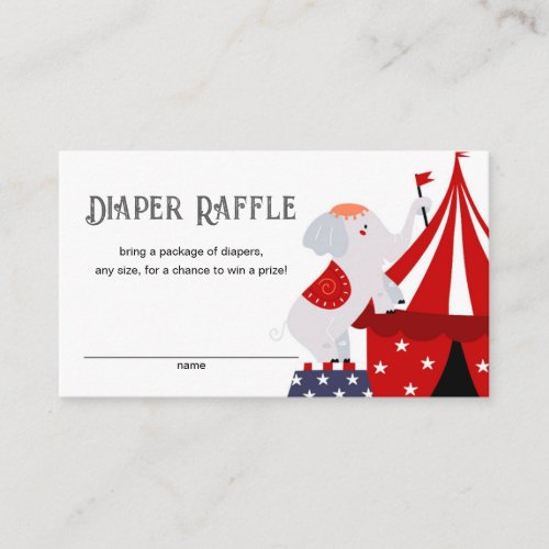 Circus or Carnival Baby Shower Diaper Raffle Enclosure Card