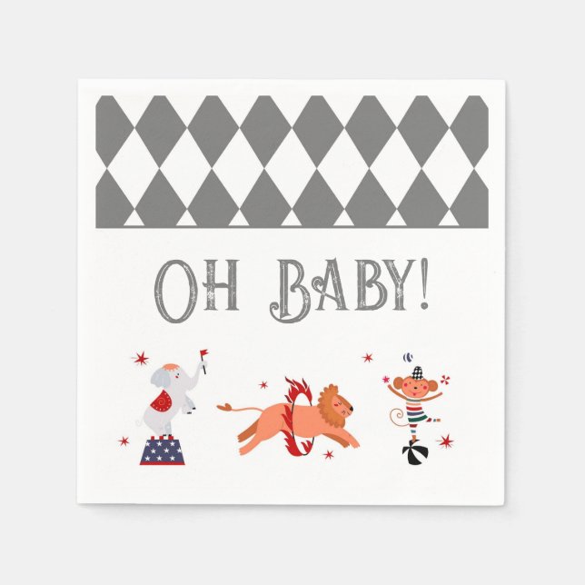 Circus or Carnival Baby Shower Napkins (Front)