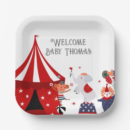 Circus or Carnival Baby Shower Paper Plates