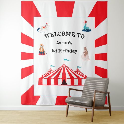 Circus or Carnival Birthday Photo Booth Backdrop 