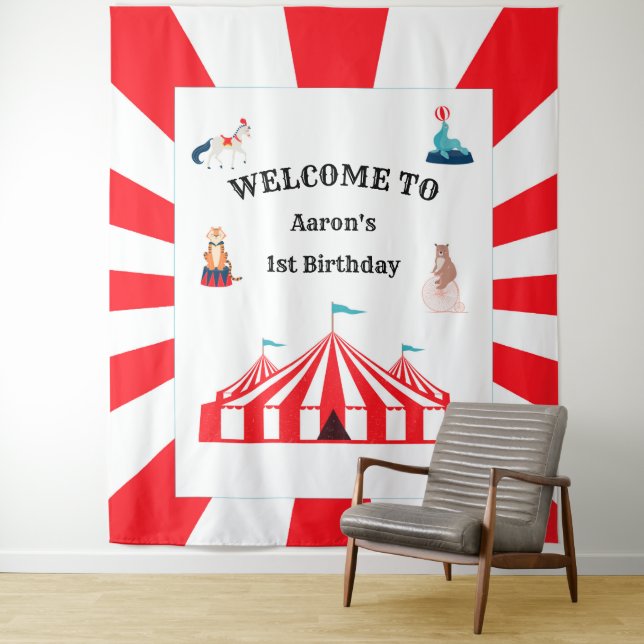 Circus or Carnival Birthday Photo Booth Backdrop  (In Situ)