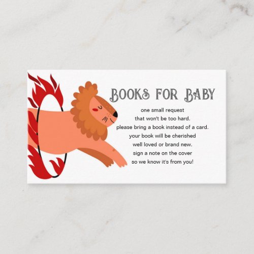 Circus or Carnival Themed Baby Shower Book Request Enclosure Card